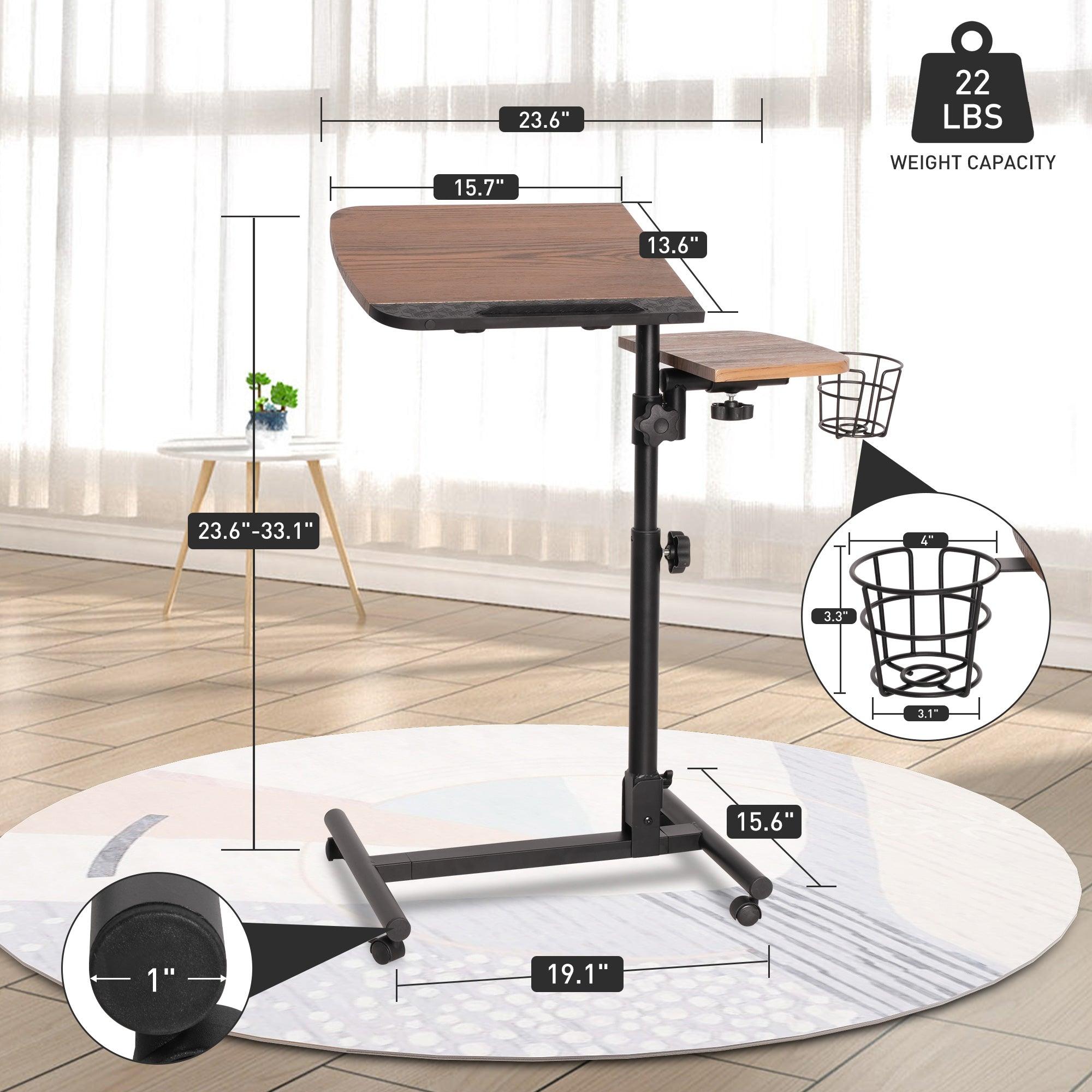 Versatile Mobile Laptop Cart: Height Adjustable Stand with Wheels, Cup Holder, and Lockable Wheels - Bosonshop