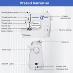 Sewing Machine Two Speed Beginner, Kids Mini Sewing Machine Reverse Sewing, 12 Stitch Pattern, Blue, White