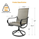 Swivel Outdoor Dining Chairs Set of 2 Patio Textilene Mesh Fabric Chairs