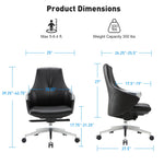 Black Executive Office Chair, Ergonomic Leather Office Chair with Adjustable Height and Tilt Function, 360° Swivel, Computer Desk Chair for Office Home Work