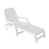 Folding Lounger, Foldable Beach Lounger with Storage Space, Plastic Lounger Backrest with Four Special Adjustable Angle, with Wheels