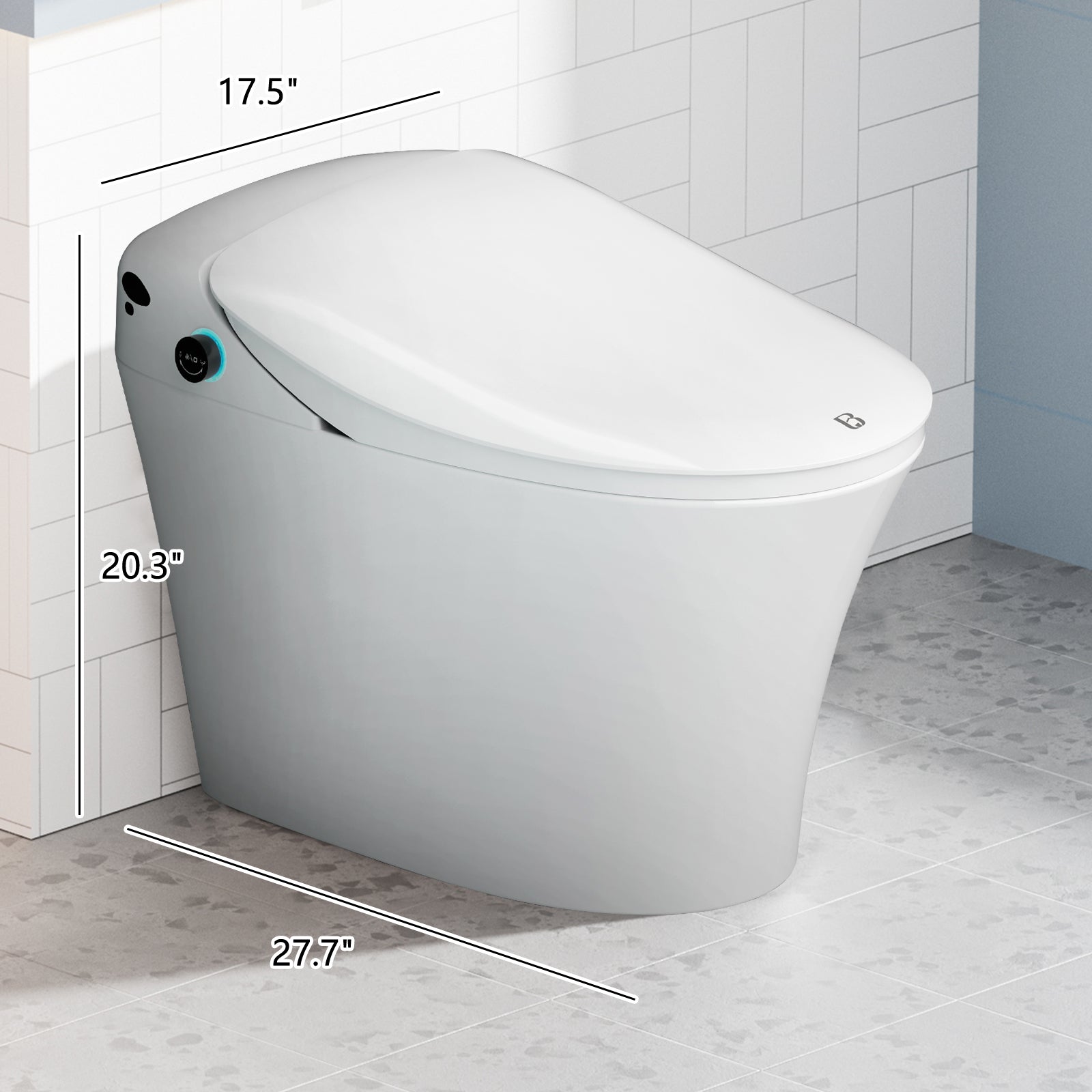 mart Toilet with Wireless Remote, Multiple Spray Modes, Heated Seat with Warm Water Sprayer and Dryer, Foot Sensor Modern Toilet Bidet Automatic Flush Toilet