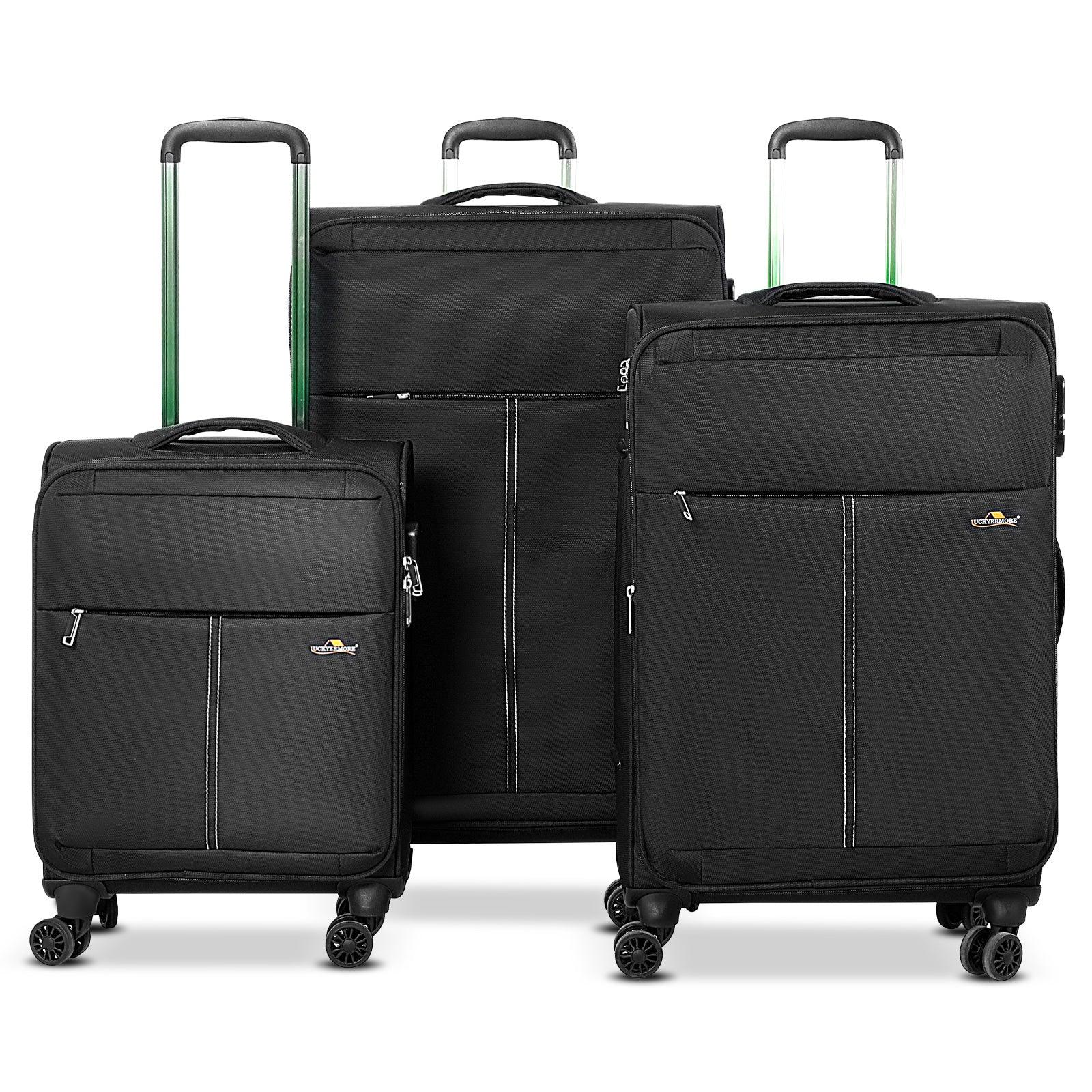 Luggage Sets 3 Piece Suitcase Set 20"/24"/28", Expandable Carry on Suitcase with Spinner Wheels and Lock, Black