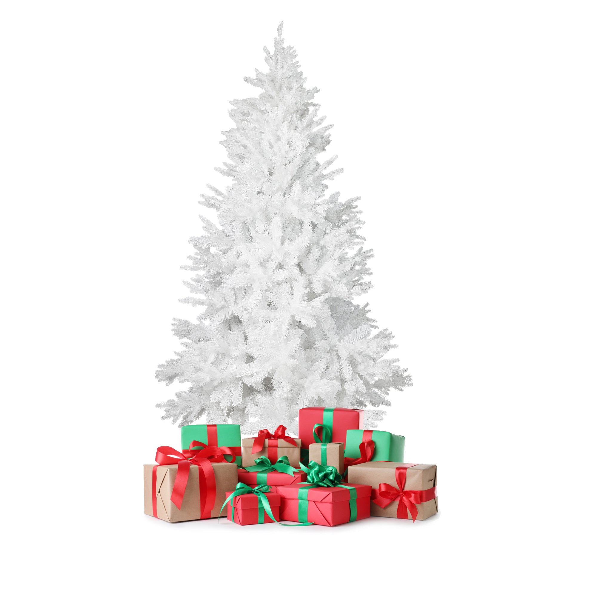 6.9' White Artificial Christmas Pine Tree Xmas Tree with 1150 Branch Tips Metal Stand