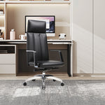 High Back Chair, Ergonomic Leather Office Chair, Office Chair with Adjustable Height and Tilt Function, 360° Swivel, Large Tall Computer Chair, Black