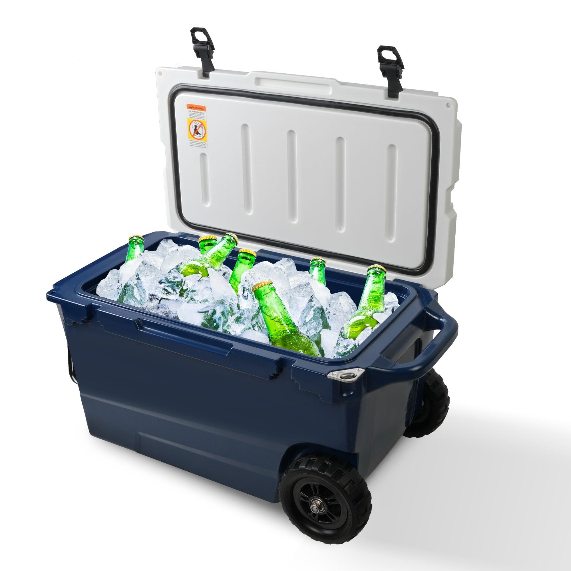 50 Qt Portable Car Refrigerator, Heavy Duty Hard Ice Freezer Cooler with Wheels and Handle - Bosonshop