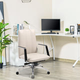 Low Back Chair, Ergonomic Leather Office Chair, Office Chair with Adjustable Height and Tilt Function, 360° Swivel, Large Tall Computer Chair, White