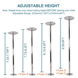 Pole Dance Pole, Stripper Pole Extension Pole 1.77 Inch Pole Dance Pole 7.33FT-9FT Height Adjustable Easy to Install, Smooth Connection