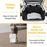 Folding Lounger, Foldable Beach Lounger with Storage Space, Plastic Lounger Backrest with Four Special Adjustable Angle, with Wheels