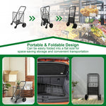 Folding shopping cart with 360 ° rotating wheels, suitable for grocery, laundry, books, luggage travel, 77 pound capacity, black