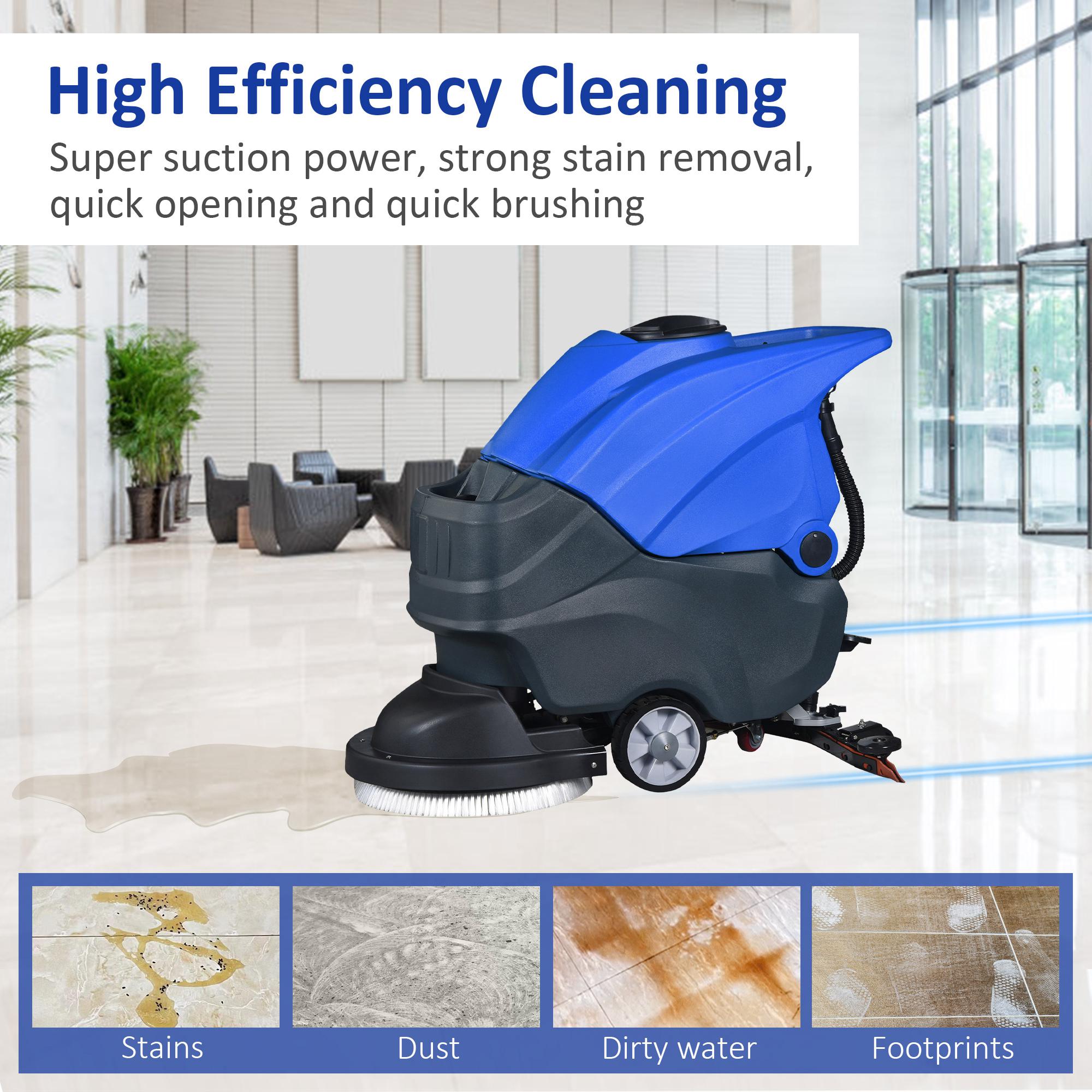 Walk-Behind Commercial Floor Scrubber with 20.8" Cleaning Path