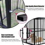 4.9'x4.9'x5.9' Outdoor Medium Wrought Iron Kennel Enclosure, Heavy Duty Playpen Pet Kennel with Waterproof UV Resistant Cover and Security Lock, Black