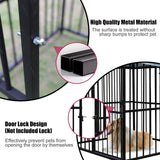 4.9'x4.9'x5.9' Outdoor Medium Wrought Iron Kennel Enclosure, Heavy Duty Playpen Pet Kennel with Waterproof UV Resistant Cover and Security Lock, Black