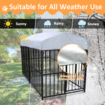 7.8'x4'x5' Outdoor Large Wrought Iron Kennel Enclosure, Heavy Duty Playpen Pet Kennel with Waterproof UV Resistant Cover and Security Lock, Black