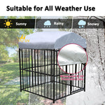 4.9'x4.9'x5.9' Outdoor Medium Wrought Iron Kennel Enclosure, Heavy Duty Playpen Pet Kennel with Waterproof UV Resistant Cover and Security Lock, Black