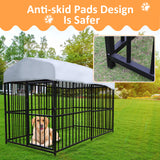 7.8'x4'x5' Outdoor Large Wrought Iron Kennel Enclosure, Heavy Duty Playpen Pet Kennel with Waterproof UV Resistant Cover and Security Lock, Black