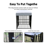 4.9'x4.9'x5.9' Outdoor Medium Wrought Iron Kennel Enclosure, Heavy Duty Playpen Pet Kennel with Waterproof UV Resistant Cover and Security Lock, Black