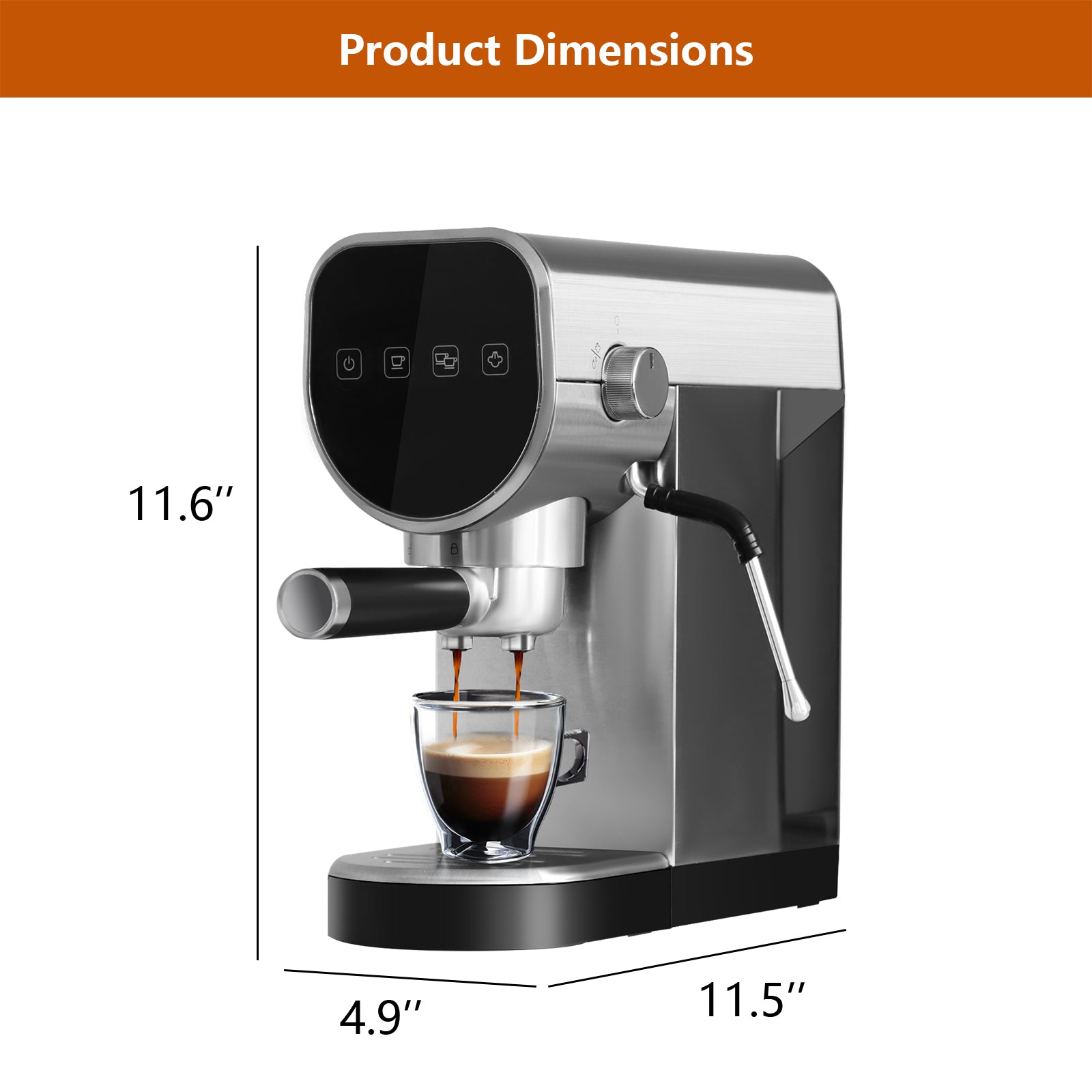 20 Bar Espresso Machine for Home with Milk Frother Wand, Coffee Maker with Digital Touch Screen