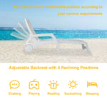 Folding Lounger, Foldable Beach Lounger with Storage Space, Plastic Lounger Backrest with Four Special Adjustable Angle, with Wheels