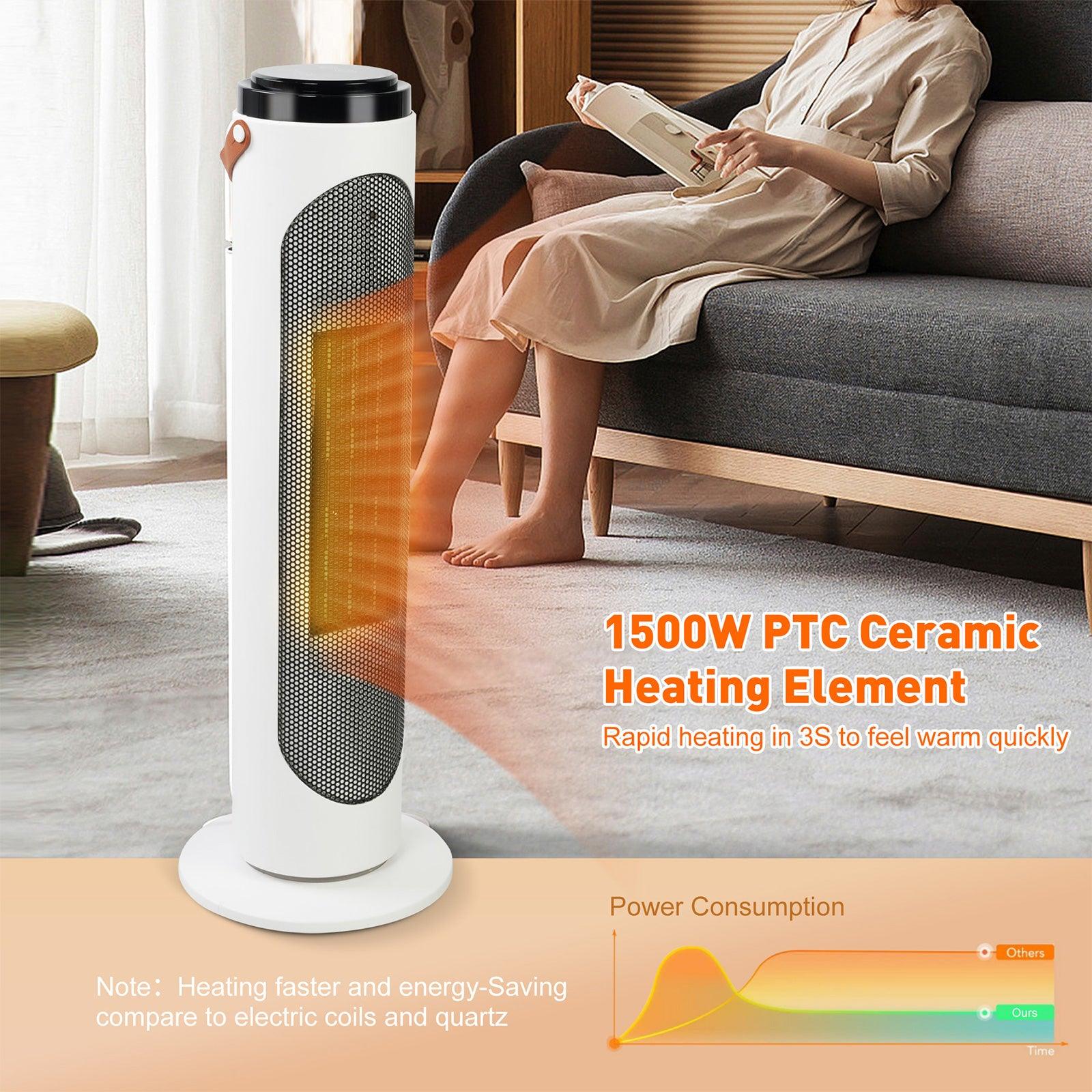 1500W Space Heaters PTC Oscillating Ceramic Heaters and Remote,24h Timer for Office Room Indoor