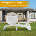 Folding Lounger, Foldable Beach Lounger with Storage Space, Plastic Lounger Backrest with Four Special Adjustable Angle, with Wheels