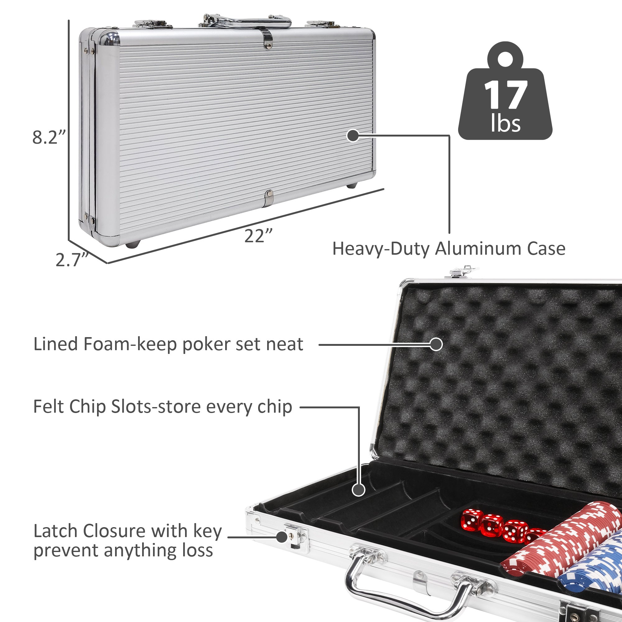 300 Poker Chip Set, 11.5 Gram Poker Set Casino Clay Poker Chips Sets with Case