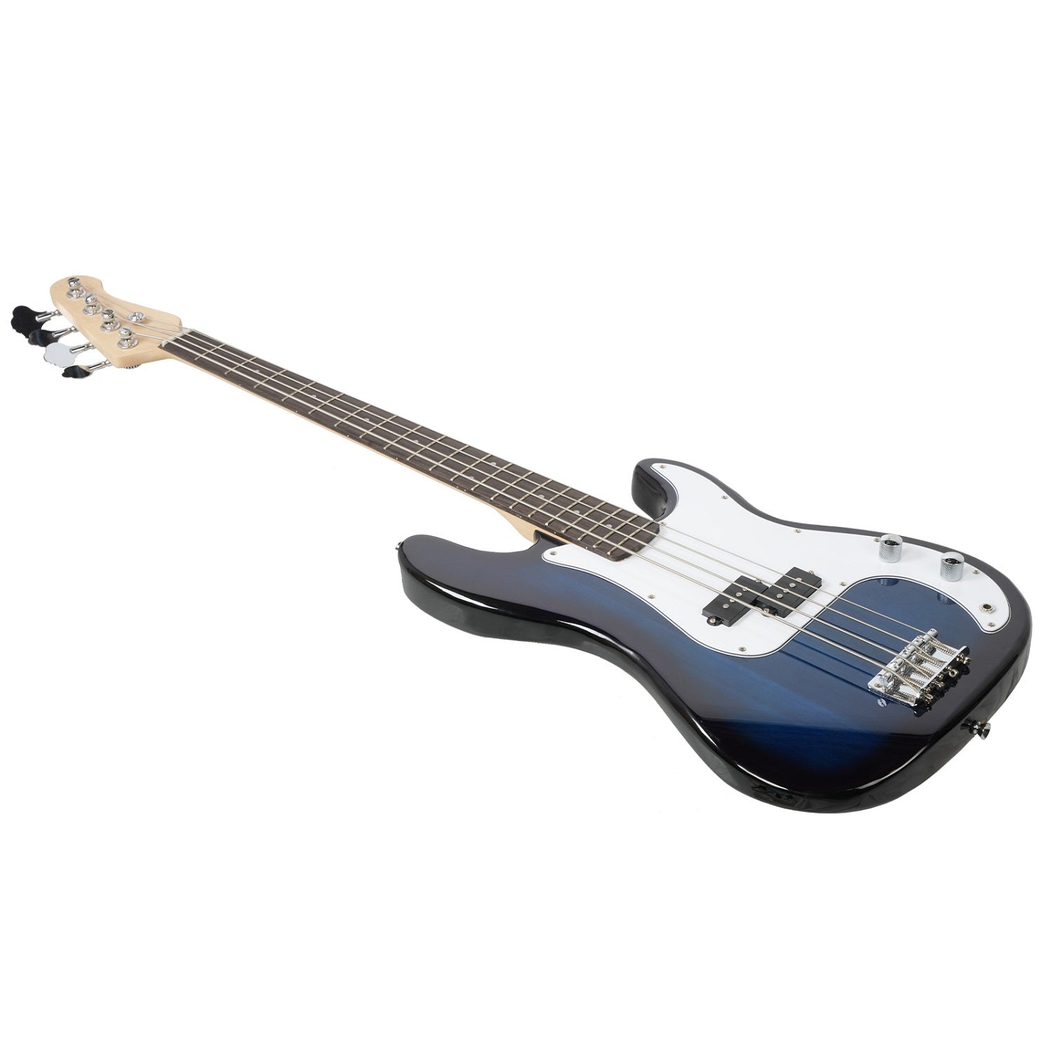 4-string Electric Bass Guitar Full Size Standard Bass PB Style Beginner Set Starter Strap, 15W amp, bass guitar cord, 3 picks, Wrench