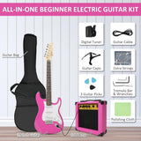 Entry Level Electric Guitar Set, 39" Teenage Electric Guitar w/ 15W Amplifier, Carrier Bag, Tuner, Strings, Picks, Cable, Pink