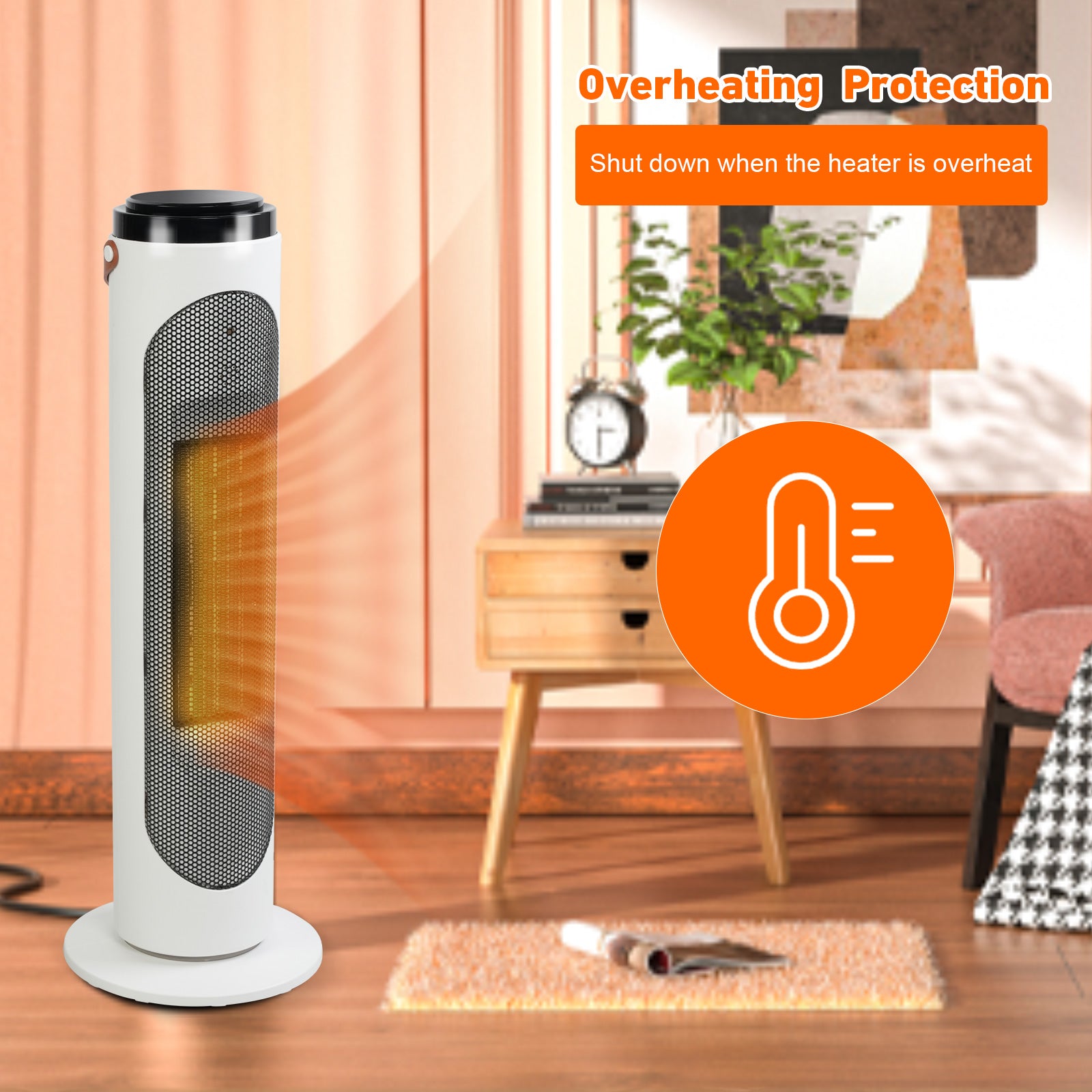 1500W Space Heaters PTC Oscillating Ceramic Heaters and Remote,24h Timer for Office Room Indoor