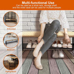 Hand Woven Surface Shoes Storage Rack  Bench Stool with Metal Shelf, Black