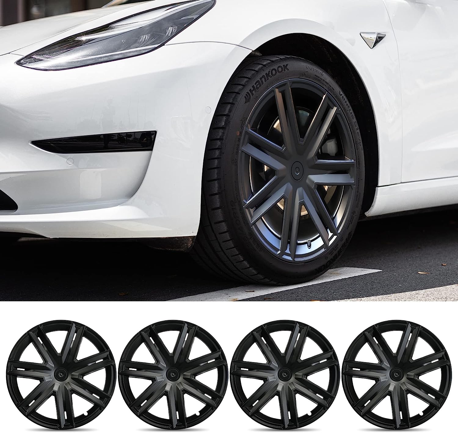 19 Inch Wheel Cover Wheel Hubcaps Fit for 2019-2023 Tesla Model Y, Set of 4 Hub Caps Rim Protector Replacement Kit Exterior Accessories