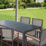 Heavy Duty Patio Outdoor Dining Table for 8 Person, 71" Aluminum Frame Rectangle Table, Black