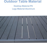 Heavy Duty Patio Outdoor Dining Table for 8 Person, 71" Aluminum Frame Rectangle Table, Black
