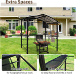 8' x 5' BBQ Patio Canopy Gazebo, Grill Gazebo with Interlaced Polycarbonate Roof, 2 Side Shelves & Hanging Rods