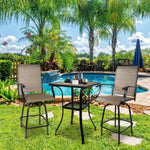 Patio Square Bar Table for Garden Backyard with Storage Rack & Wooden-Like Table Top