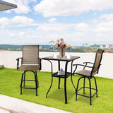 Patio Square Bar Table for Garden Backyard with Storage Rack & Wooden-Like Table Top