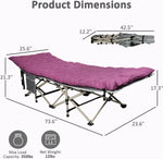 Folding Camping Cot Sleeping Cot Bed with Detachable Mattress, Gray & Dark Purple