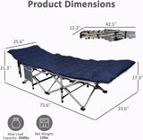 Folding Camping Cot Sleeping Cot Bed with Detachable Mattress, Gray & Dark Blue