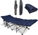 Folding Camping Cot Sleeping Cot Bed with Detachable Mattress, Gray & Dark Blue