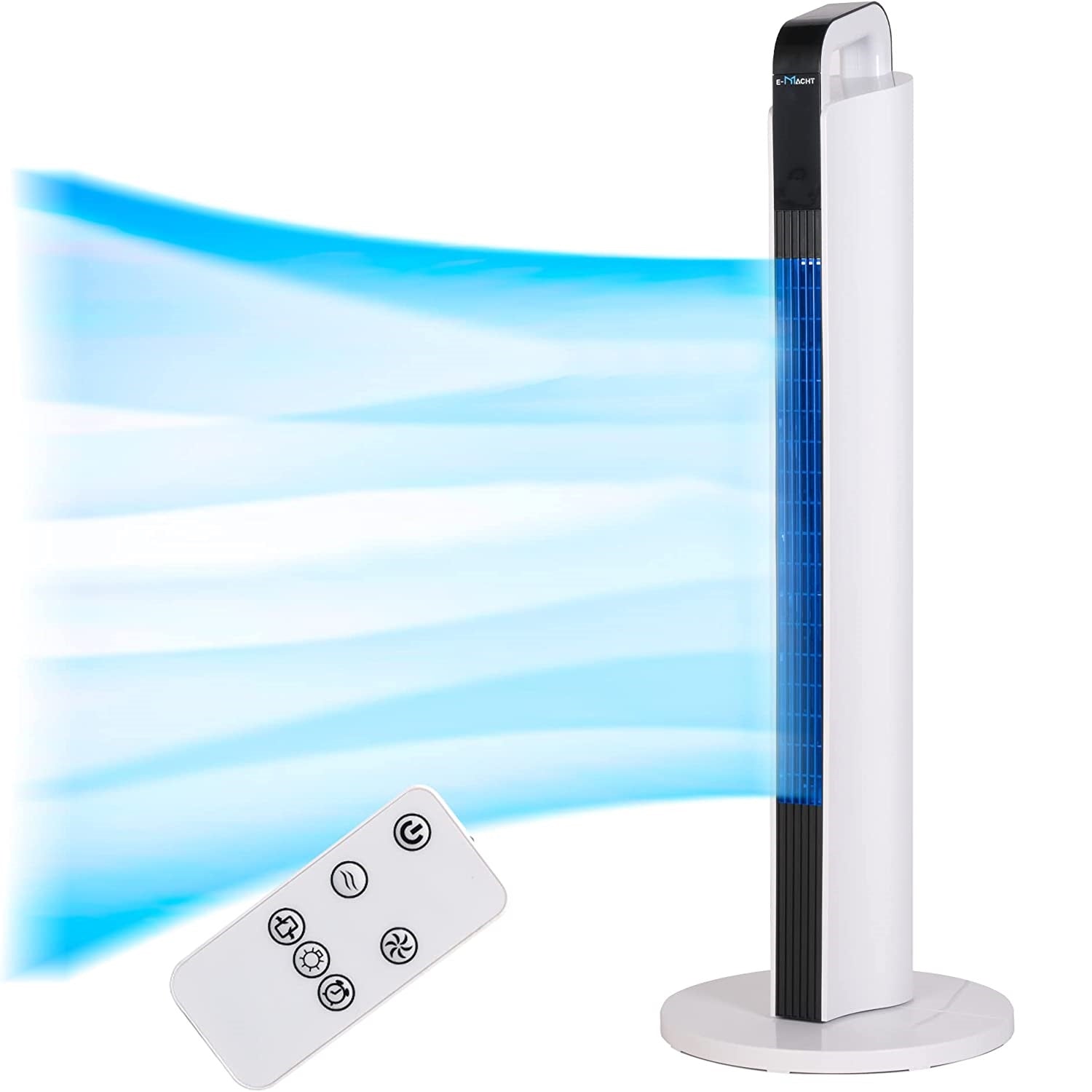 Tower Fan with Remote, E-Macht 35 Inches Oscillating Fan Bladeless Floor Fans w/ LED Display