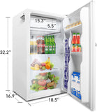3.2 Cu.Ft Compact Fridge with Freezer, White Single Door Mini Refrigerator with Adjustable Thermostat Control