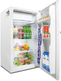 3.2 Cu.Ft Compact Fridge with Freezer, White Single Door Mini Refrigerator with Adjustable Thermostat Control
