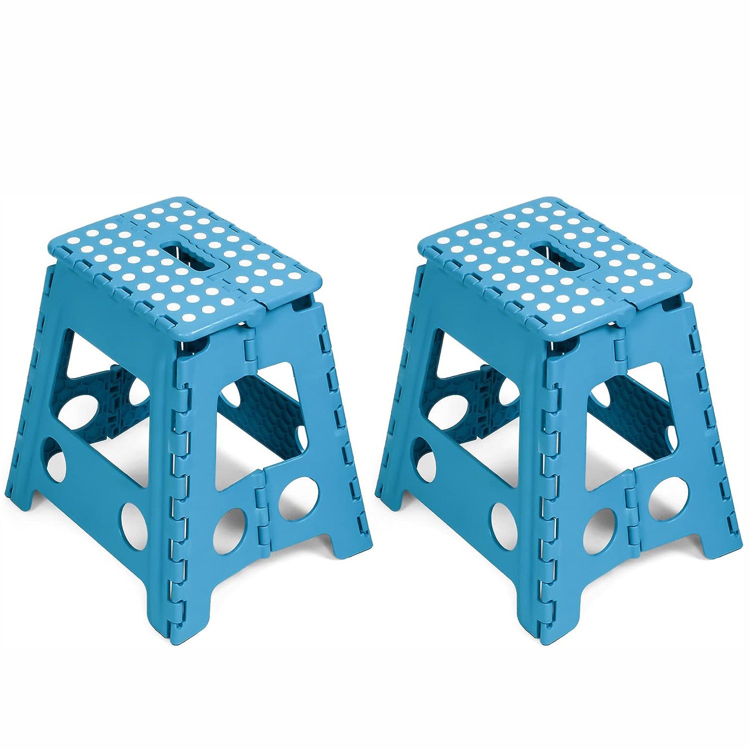 2 Pack Folding Step Stool with Portable Carrying Handle Safe Enough, 300 lbs capacity, Blue