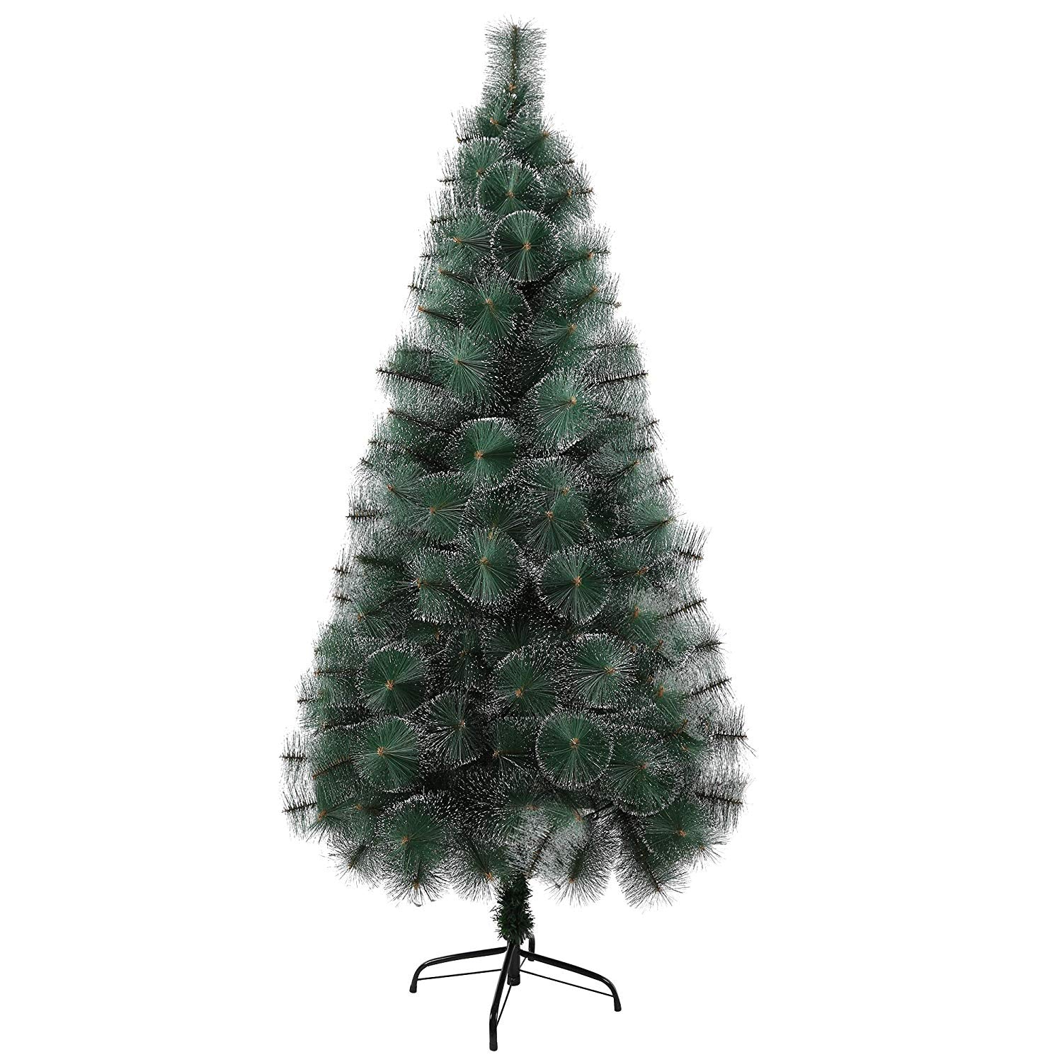 (Out of stock) 6' Classic Pine Needle Tree Encrypted Artificial Christmas Tree Natural Branch with Solid Metal Bracket, Conifer with Snowflake White Point