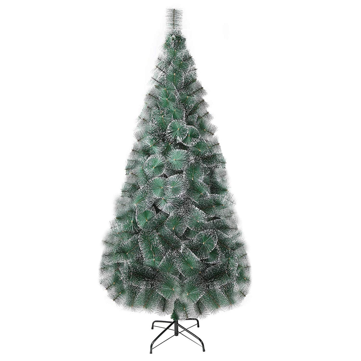 (Out of stock) 7' Classic Pine Needle Tree Encrypted Artificial Christmas Tree Natural Branch with Solid Metal Bracket, Conifer with Snowflake White Point