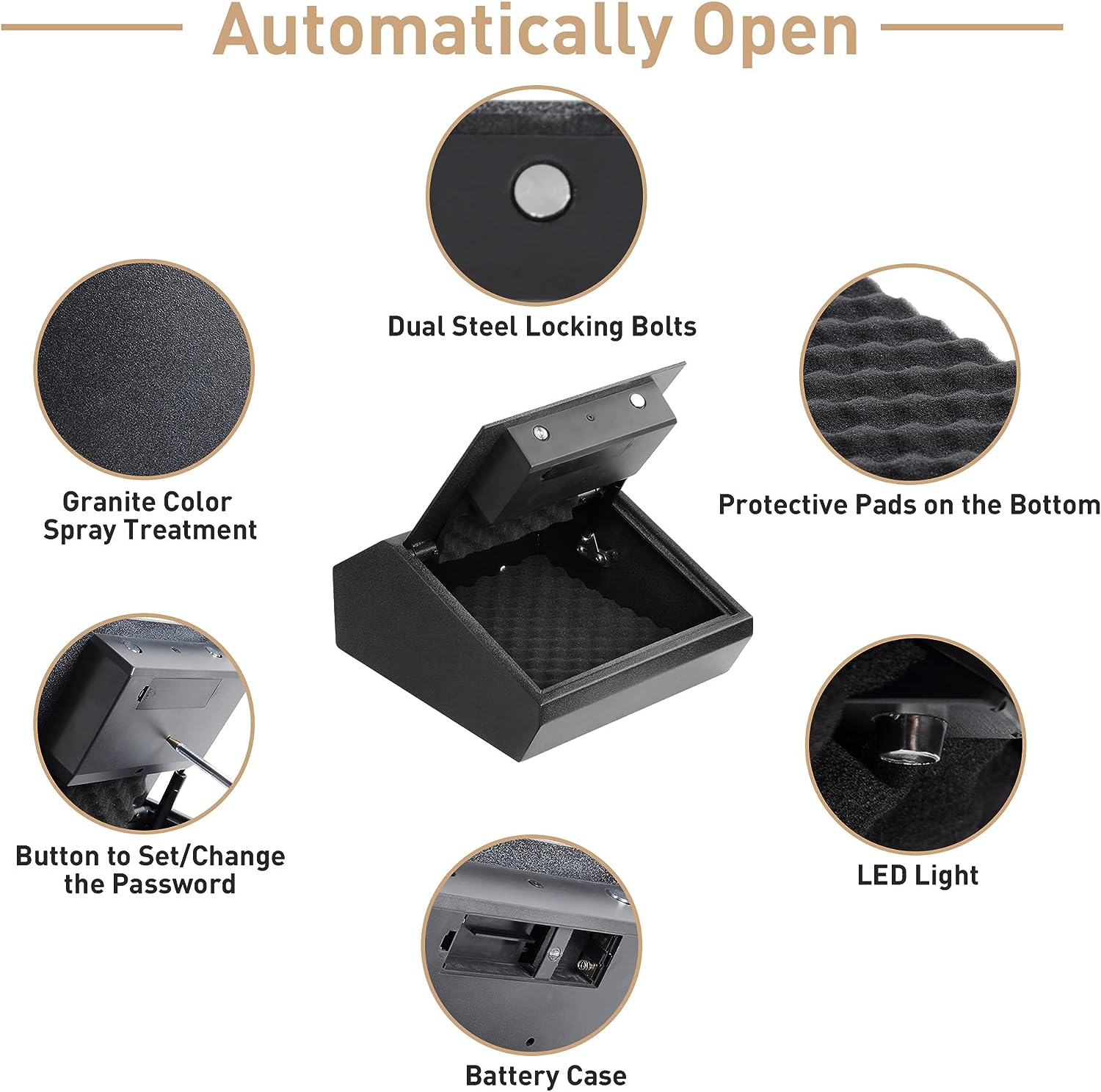 Top Open Keypad Safe with LED Display, Cabinet Safes 0.4 Cubic Feet Black