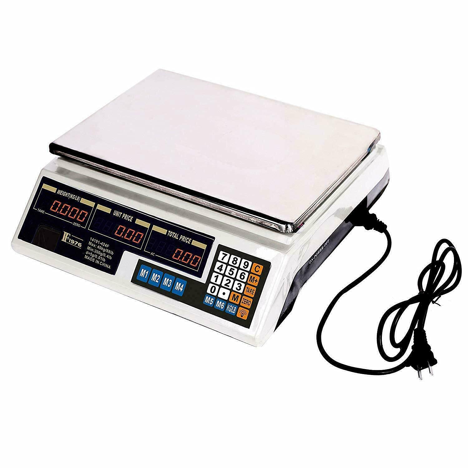 88 Lbs Electronic Price Computing Scale High Precision Digital Commercial Weighting Scale with Dual LCD Display