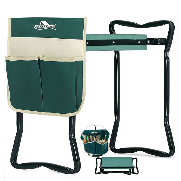 Garden Kneeler and Seat Heavy Duty Gardening Stool with Tool Bag & EVA Kneeling Pad