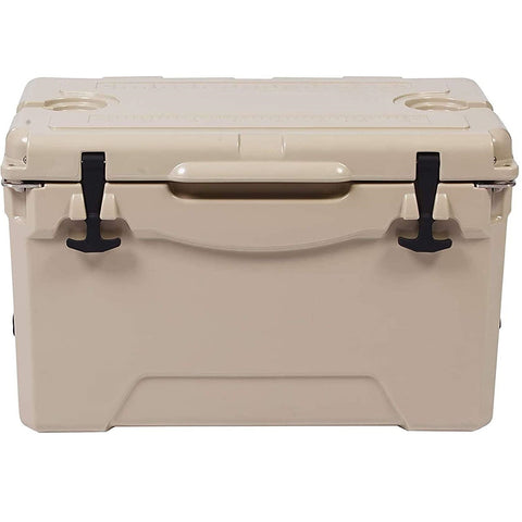 35QT Ice Cooler Rotomolded Insulated Coolers, Heavy Duty Ice Chest with Built-in Fish Ruler, Bottle Opener, Cup Holder