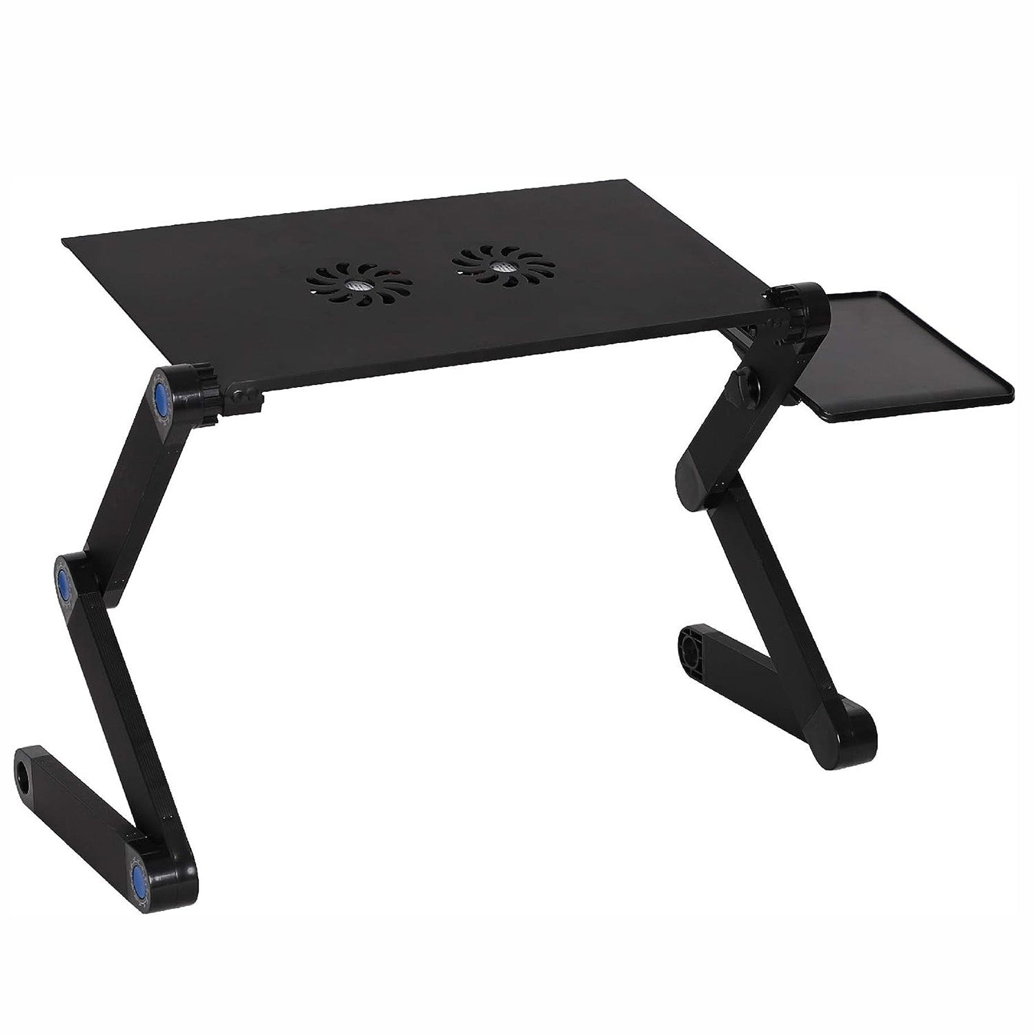 Foldable Aluminum Laptop Desk Adjustable Portable Table Stand with 2 CPU Cooling Fans and Mouse Pad